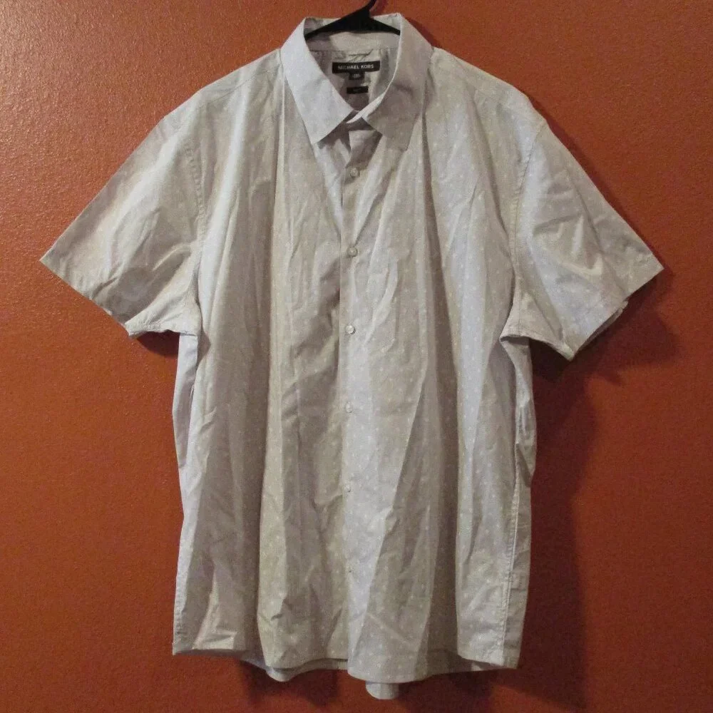 Michael Kors Shirt Slim Fit Woman XX Large Gray White Business Button Up Shirt
